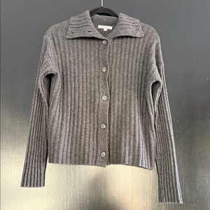 Madewell Gray Ribbed Button-Up Cardigan